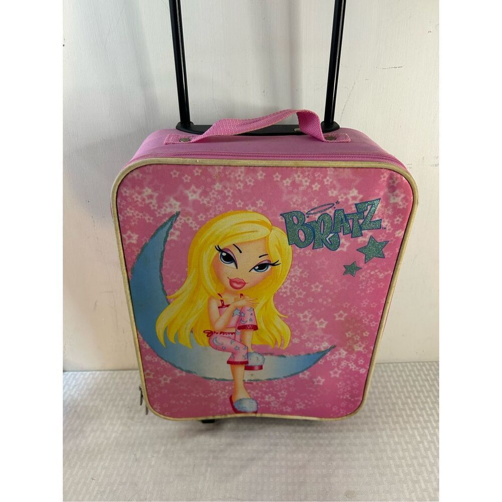Bratz rolling luggage‎ pink smudges 12"x19"x5" Vintage Y2K rare